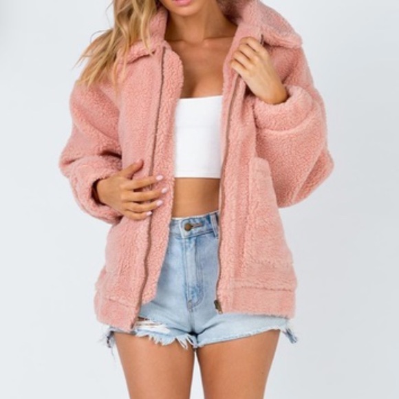 Princess Polly Jackets & Blazers - Princess Polly pink teddy jacket